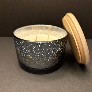 Ashland Speckled Candle Container with 3 Wick Scented Candle and Wooden Lid